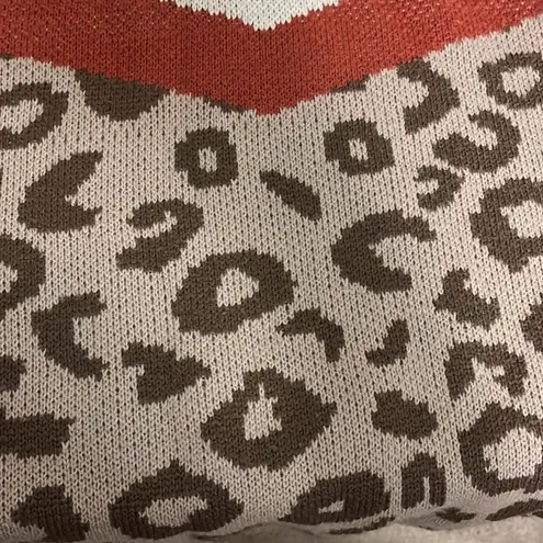 Wanna B Animal Cheetah Print Knit Oversized Long Sleeve Sweater Size L