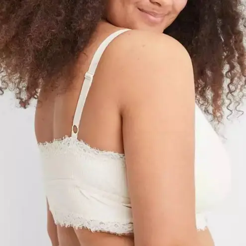 Aerie NWT  Ribbed Eyelash lace Trim Longline Bralette - Size: XL