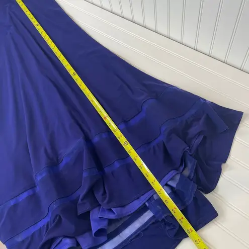 Alyce Paris Blue Racerback Lush Banded Crop-Top Mermaid 2 Piece Dress Size 4