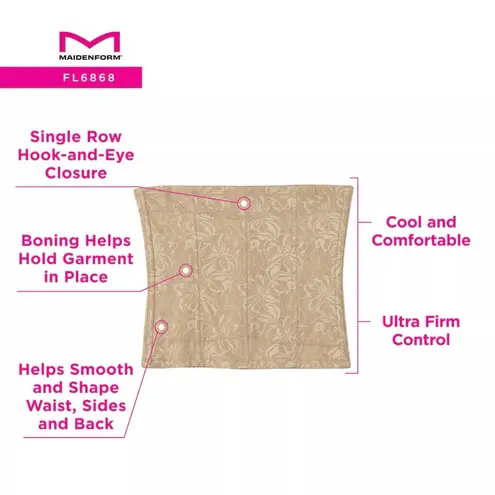 Maidenform Firm Control Shapewear Waist Cincher Corset Top Size XL Cream Floral