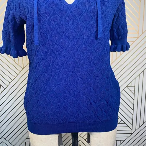 Sandro Roman Ruffle-Trimmed Sweater Egyptian Blue