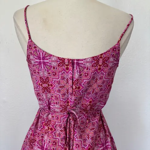 Vintage 90s Pink Mandala Print Sleeveless Dress Size 8