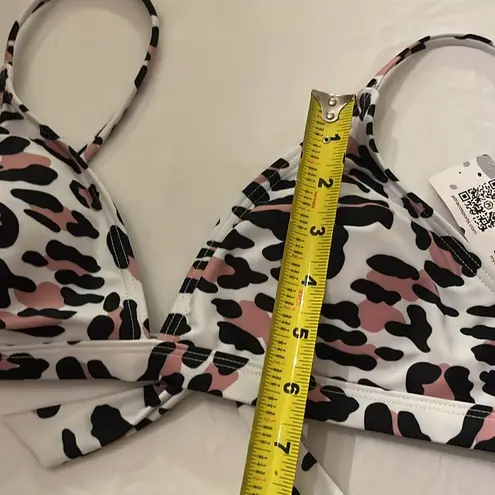 New Leopard Print Pink Black Bikini, Size Medium NWT White