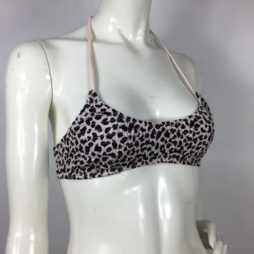 Topshop  Smocked Leopard Bikini Top Blush 6