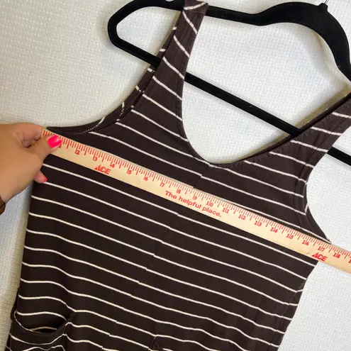 Pact Organic Cotton Brown & White Striped Sleeveless Knit Jumpsuit Romper XS