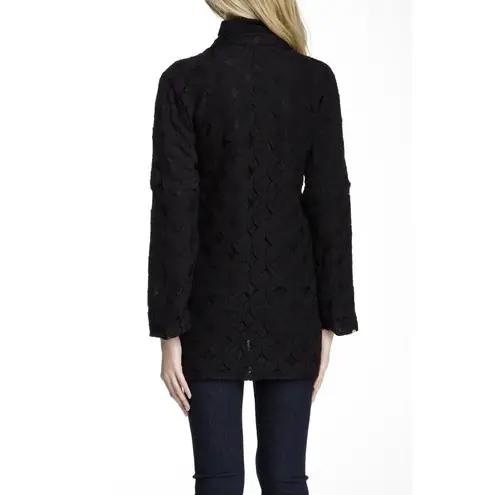 Pleione New Womens NWT Crochet Cardigan S Open Black Small Jacket Nice Soft USA