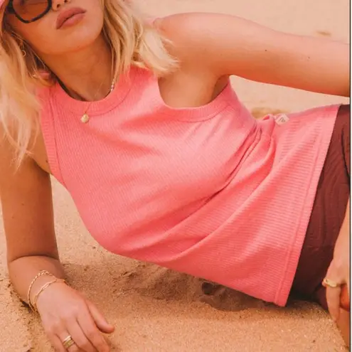 ARAMINTA JAMES The Everyday Knit Tank Top Women 10/M Watermelon Resort City NWT Pink