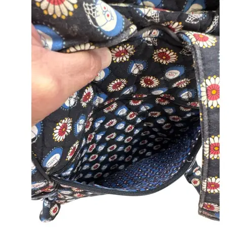 Vera Bradley  blue Owl & Floral Print Quilted Backpack 16" x 14" SKU 7335