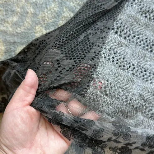 Scandal Italy Mohair Lace Boho Shark Bite Sleeveless Top Gray Medium