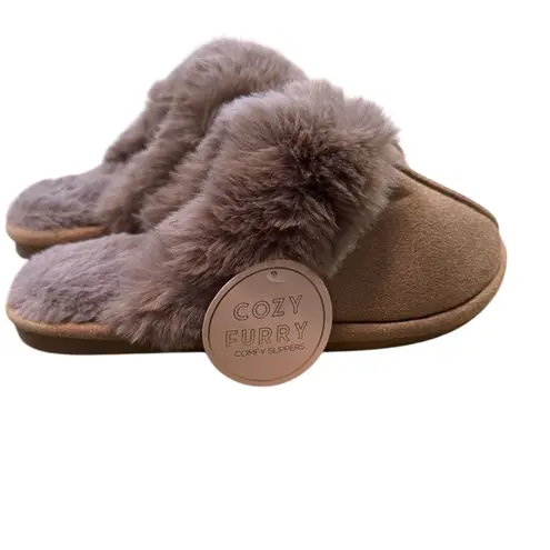 COZYFURRY Fluffy Rubber Sole in Taupe Size 5