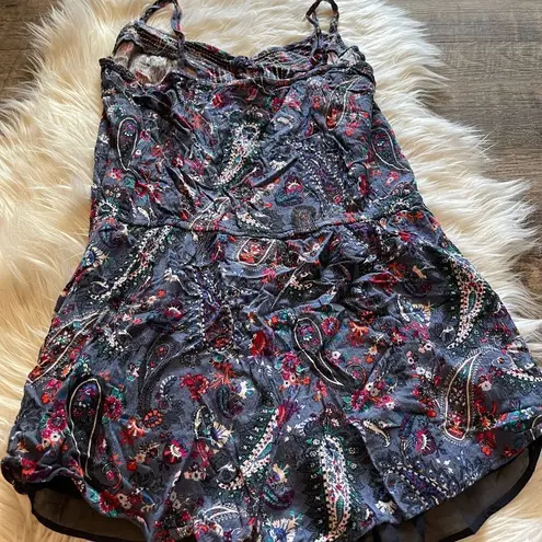 American Eagle  Purple Tank Top Paisley Printed Romper