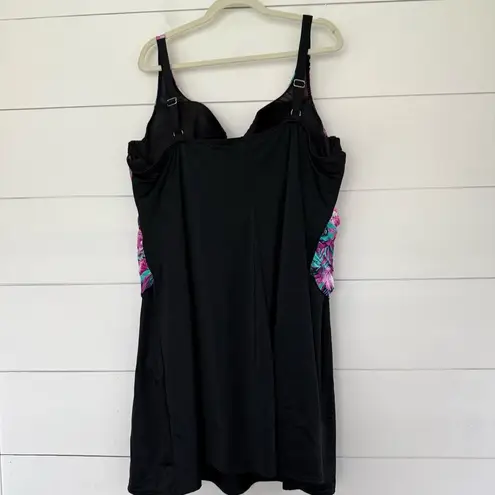 Swimsuits for All Women’s 30 Pink Patterned Swim Dress Plus Size Ocean Pool Beac