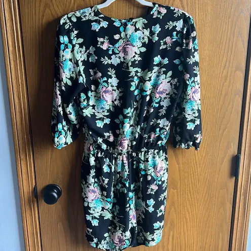 Iris Boho Black Floral Romper With Pockets Size Large