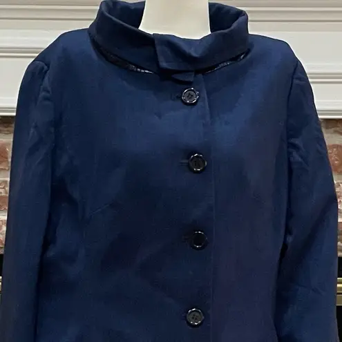 Max New York πHPπ Vintage blue coat w/ black croc-print collar / 12 / EUC