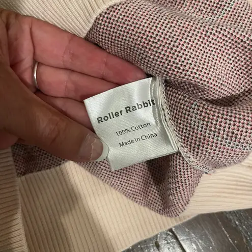 Roller Rabbit Hearts Sweater Knit Top Cream Black Pink Women's Size Small