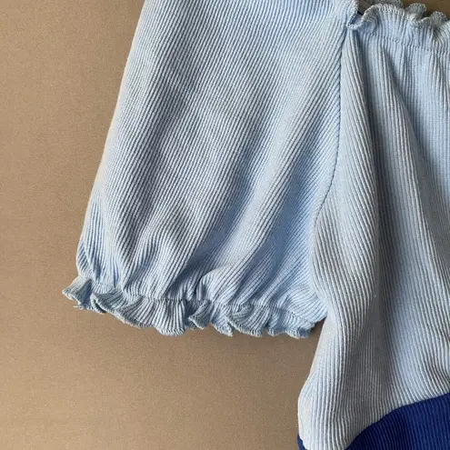 Cider top women's size M off shoulder milkmaid cottage core blue NWT