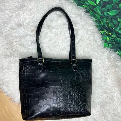 Bueno black faux leather snake style shoulder bag / purse