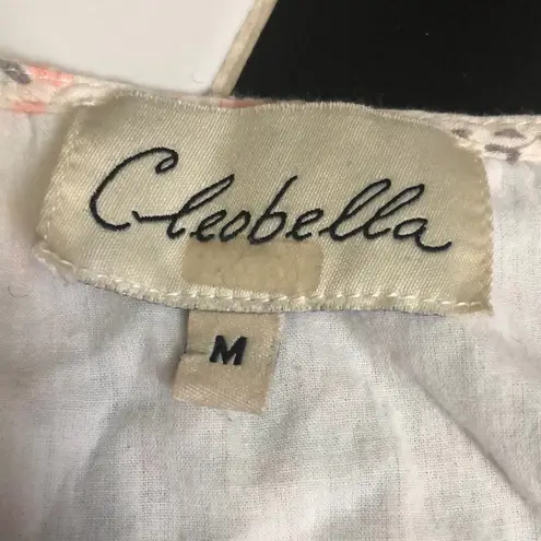 Cleobella Sadie Mini Dress Puffy Sleeves V-Neck Ditzy Floral Print All Over sz M