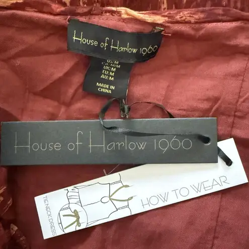 Revolve House of Harlow The Neck Ruffle Mini Dress Long Sleeve Rust Copper Sz M Size M