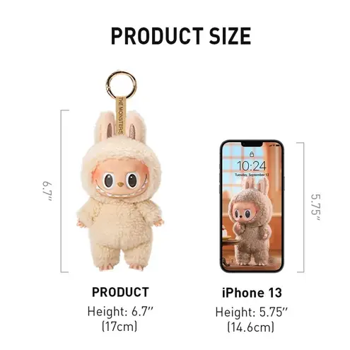 Pop Mart The Monsters Exciting Macaron Sesame Bean Labubu Blind Box Keychain Gray