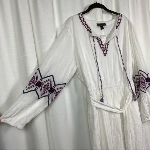 Lane Bryant  White Gauze Embroidered Peasant Midi Dress Sz.16W NWT