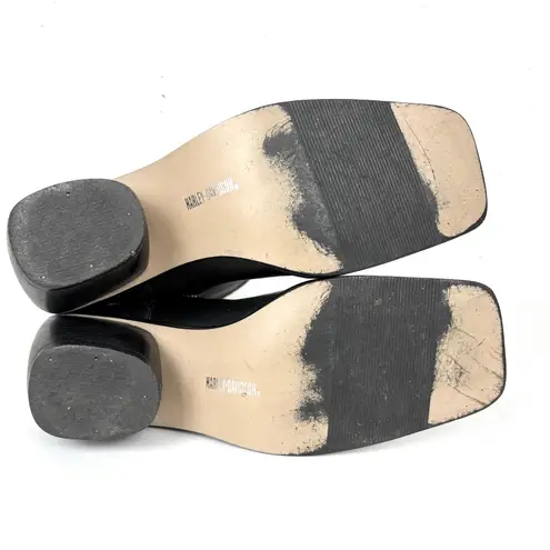 Harley Davidson Vintage Square Toe Harness Boots Cuban Heel Black Logo Size 8