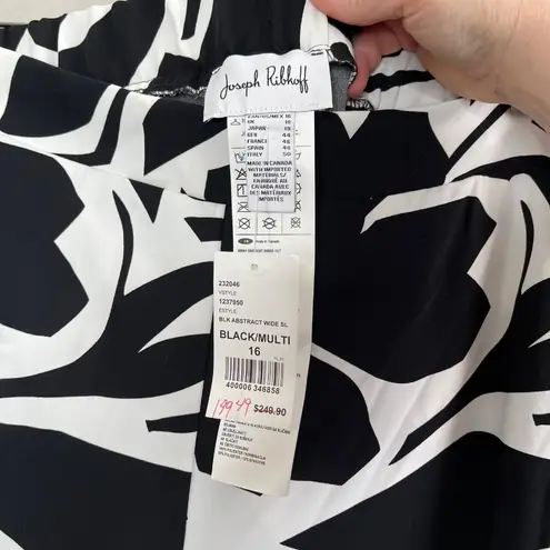 Joseph Ribkoff Womens Black & White Floral Print Slit Wide-Leg Pants 16