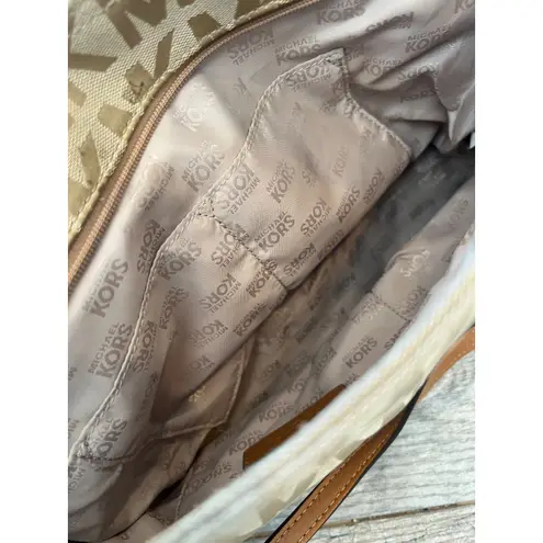 Michael Kors  Jet Set‎ Item Tote Luggage Bag Handbag Purse Leather Gold Chain AOP