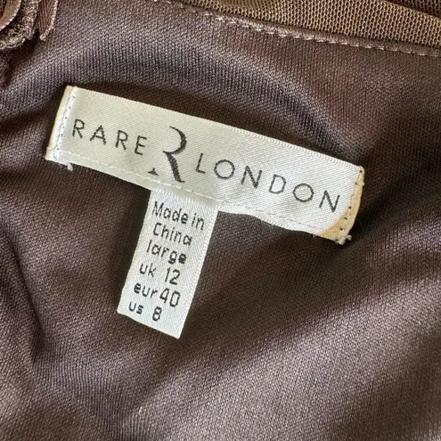 Rare London Ruched Mesh Bodycon Mini Dress Brown Size 8 NWT
