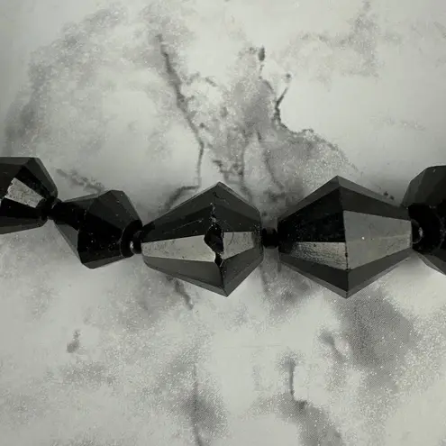 Vintage Victorian 1920's Faceted Glass Morning Beads Beaded Necklace Black