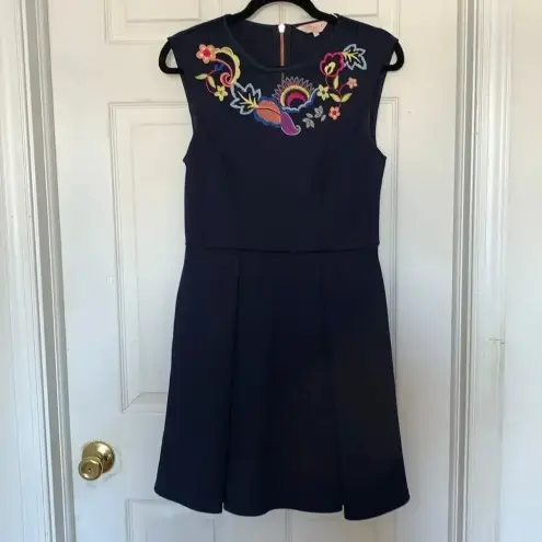 Ted Baker  London Blue Lavensa Floral Embroidered Dress Size 6