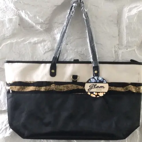 Black Glam Tote with Gold "BLING" Detailing