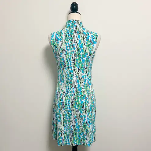 Ibkul Kamila White Green Navy Blue Sleeveless Zip Mock Neckline Pullover Dress Size XS