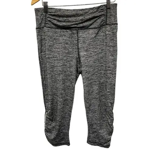 Tangerine Cropped Ruched High Waisted Moto Zipper Athletic Space Dye Leggings