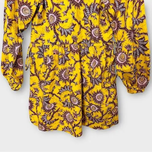 ALC Frank ALC Myra Floral‎ Mini Dress Women's Size 2 Yellow Beige Long Sleeve