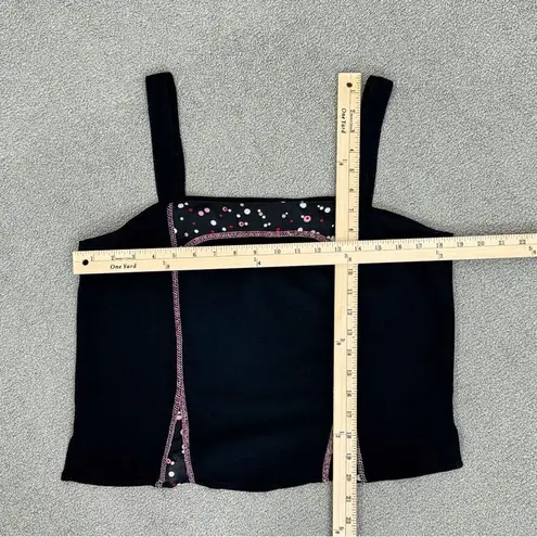 Tommy n Loulou Y2K Panel Crop Tank Top Black Pink Medium