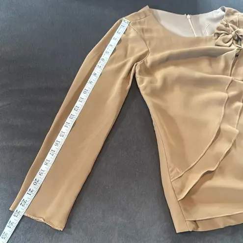 Women's Tan Chiffon 2 Piece Formal Pantsuit with Bow Detail Size 4 NWOT