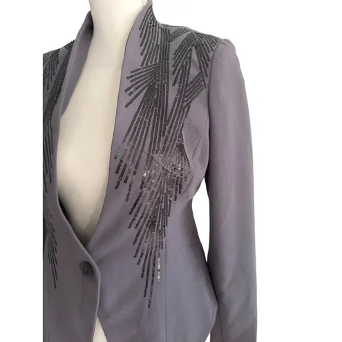 IMAN Gray Sequin Embellished Blazer Jacket Size XS NEW NWOT