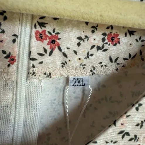 IMEKIS Ditsy Cream Floral Print Ruffle Mini Flowy Cottagecore Dress NEW 2XL Size 2X