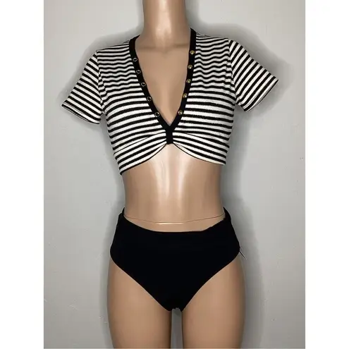 Robin Piccone New. black stripe bikini. XS. Retails $198