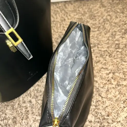 Elegant Black Leather Tote Bag