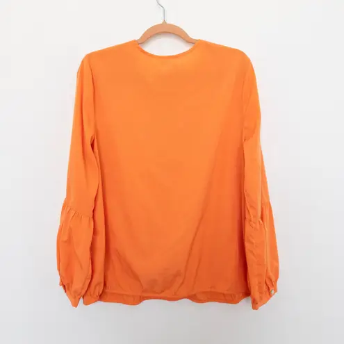 Chico's  Women Blouse Size M Orange Crochet Embroidered Boho Chic Coastal‎ Artsy