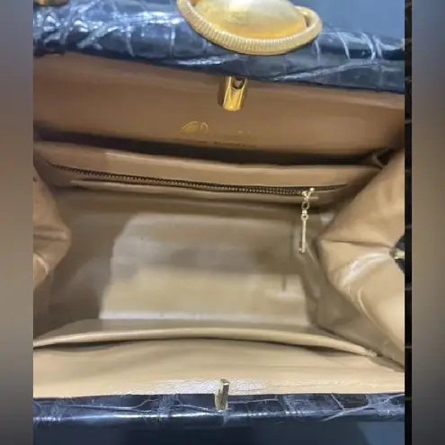 Genuine Vintage Alligator Purse Mary Ann Rosenfeld Handbag Black Mod MCM