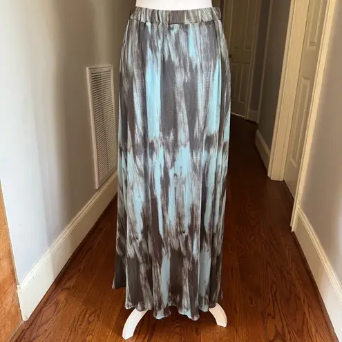 None Blue and Brown tie dye boho indie hippy Maxi Skirt L