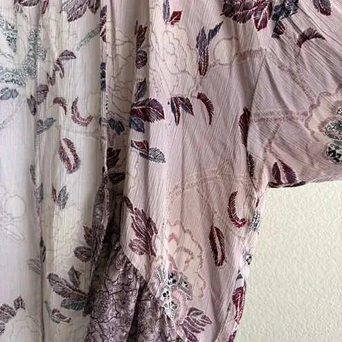 Knox Rose Boho Floral Kimono Duster Cardigan Kimono Size Large Open Front Romantic