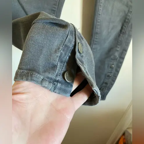 J Brand 🌞 Suvi Chrome Black Wash Cropped Ankle Button Detail Denim Jeans #S - Image 3