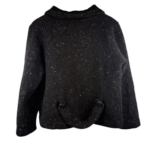 Vintage Foxglove Ireland Wool Tweed Cardigan Jacket Charcoal Flecked Cottagecore Black Size M