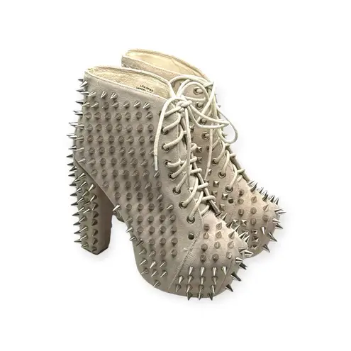 Jeffrey Campbell Rare:  ➤ Silver Spikes Lita Platform Boot ➤ Nude Suede ➤ 7.5M ➤ - Image 11