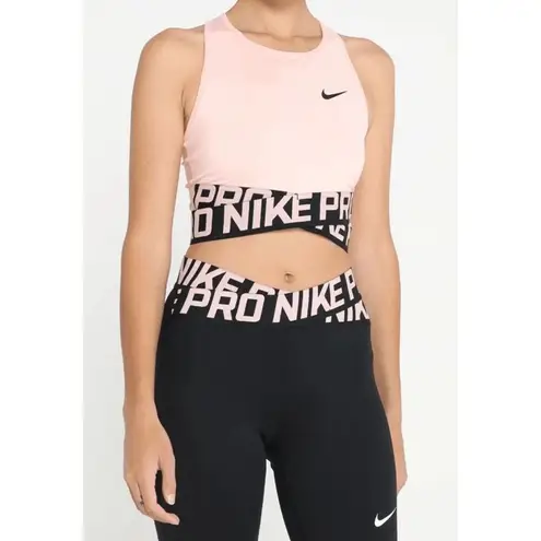 Nike  Pro Intertwist Cropped Tank Top Black Light Pink Small NWT
