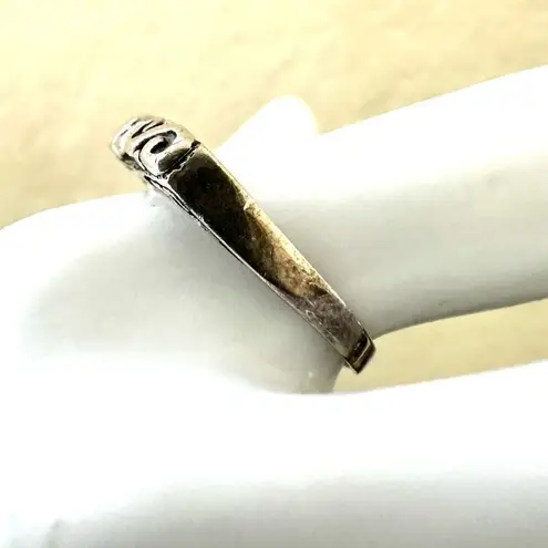 Sterling Silver Filigree Flat Top Band vintage Ring 925